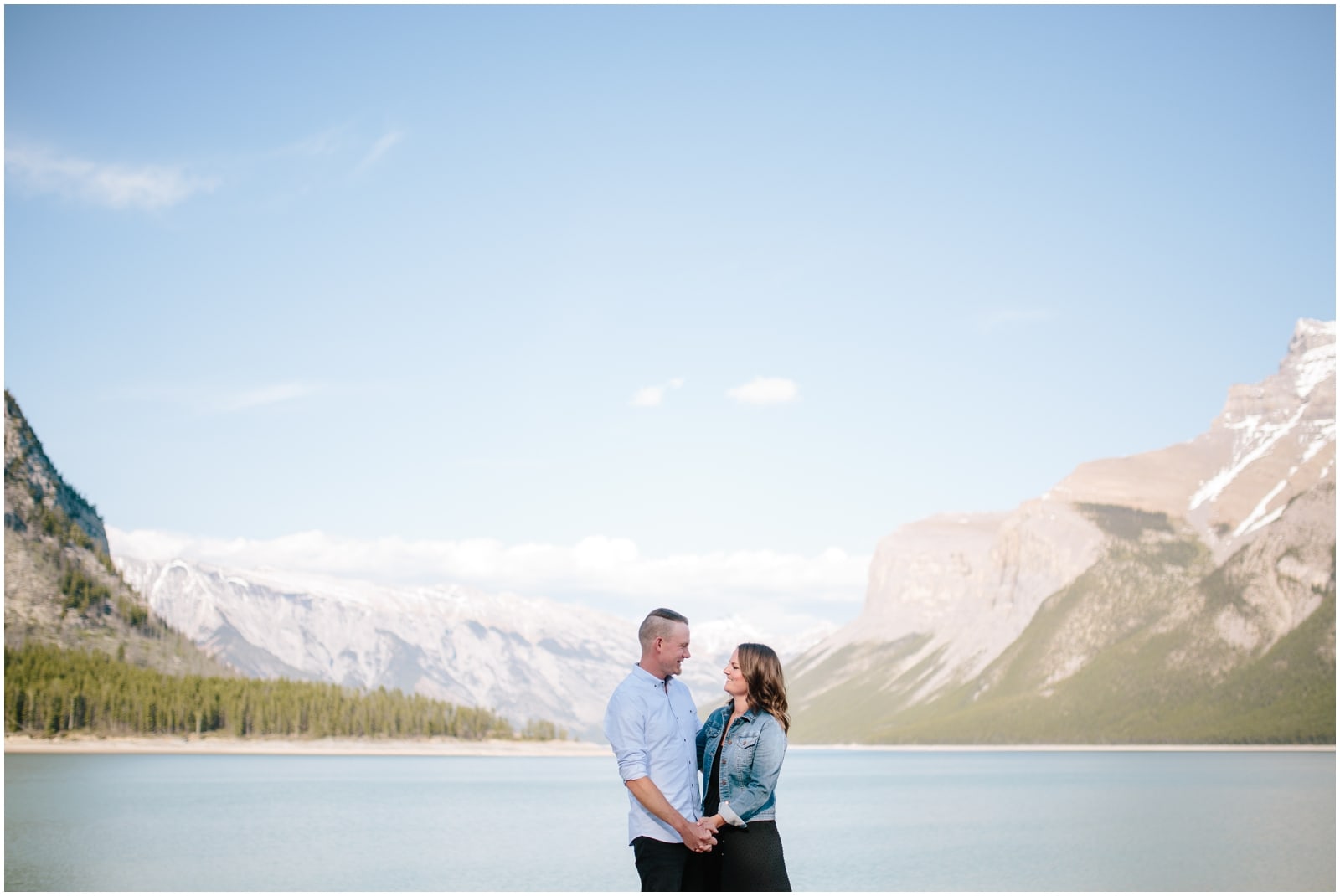 Lake Minnewanka Engagement Session in Banff National Park