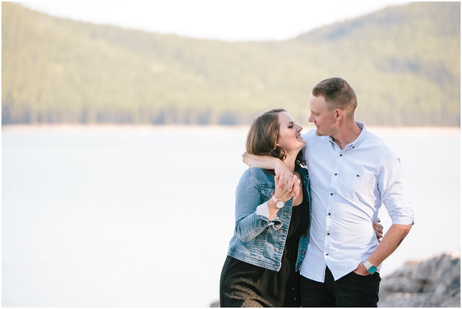 Lake Minnewanka Engagement Session in Banff National Park