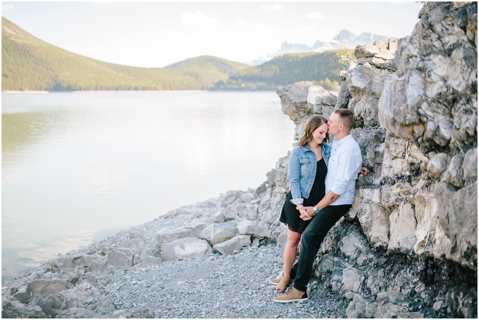 Lake Minnewanka Engagement Session in Banff National Park