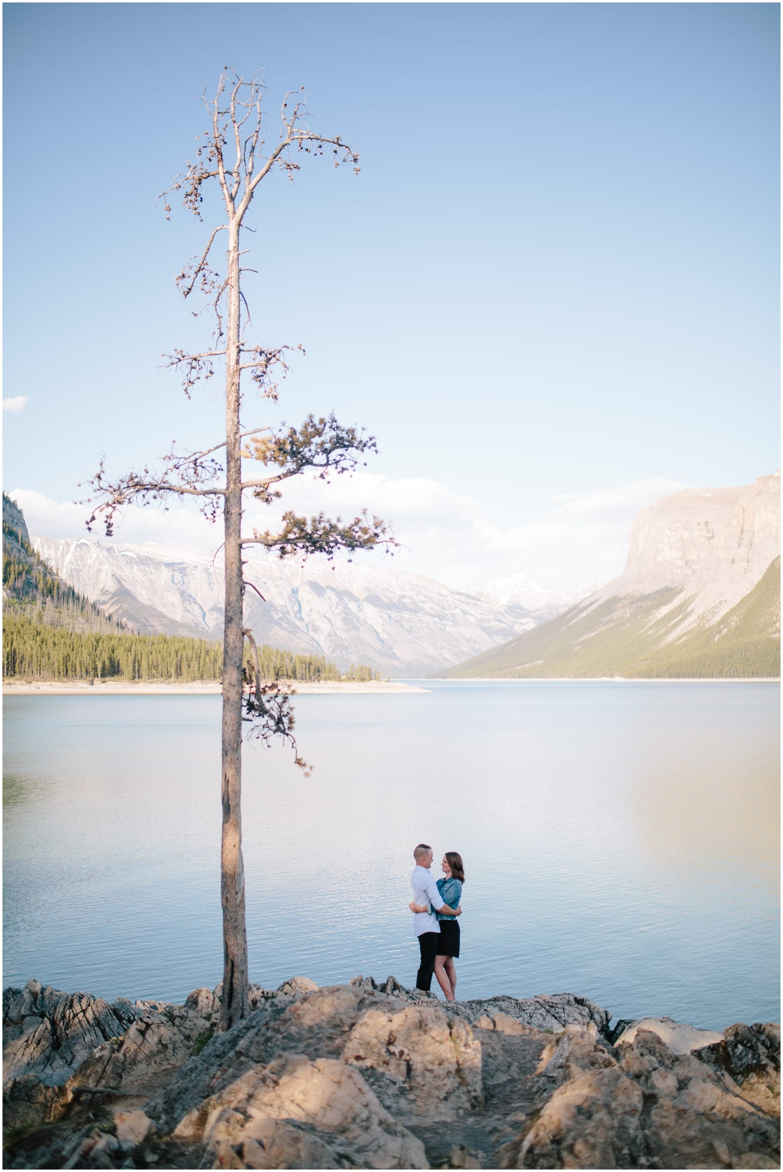 Lake Minnewanka Engagement Session in Banff National Park