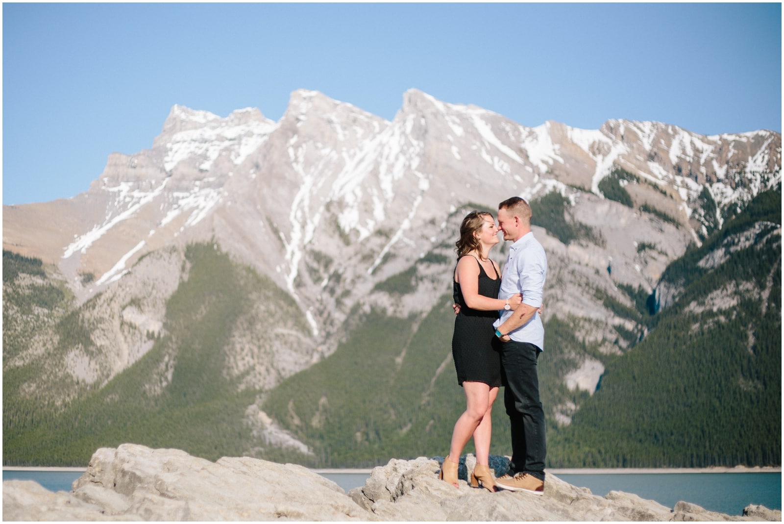 Lake Minnewanka Engagement Session in Banff National Park