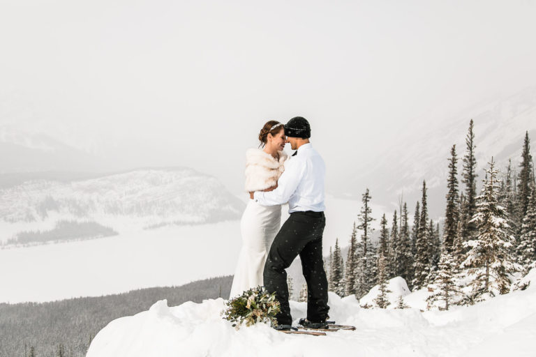 Winter Snowshoeing Elopement in the Canadian Rockies