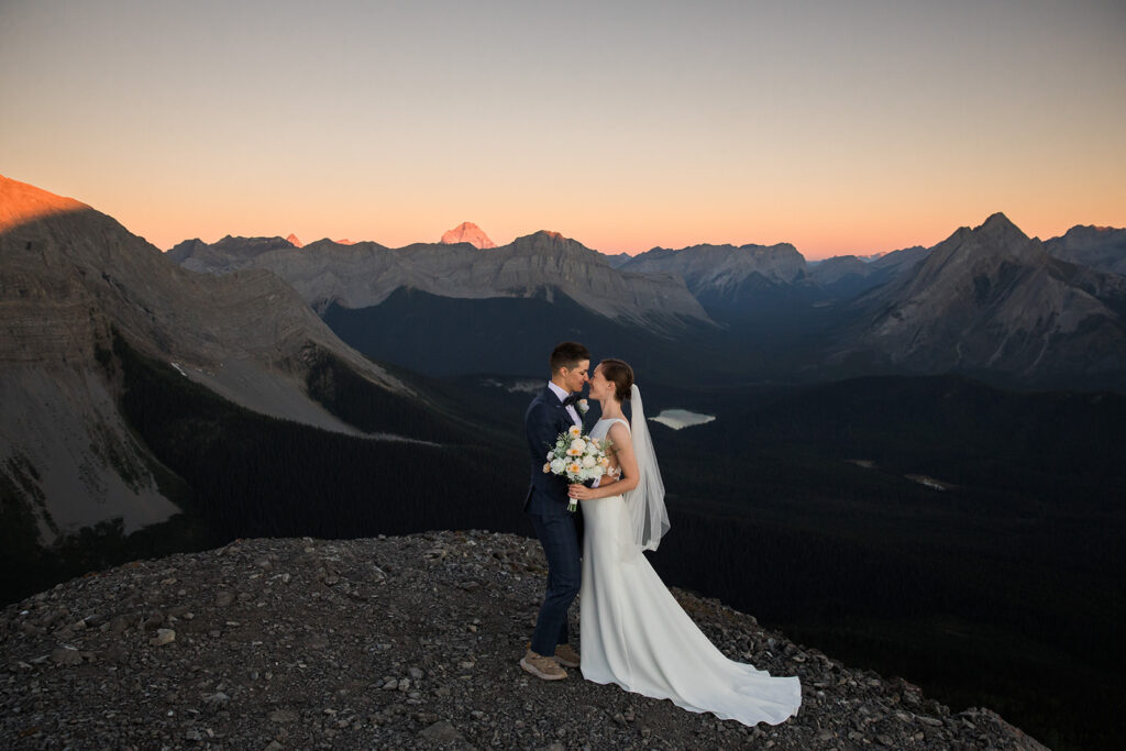 same sex sunrise hiking elopement tent ridge