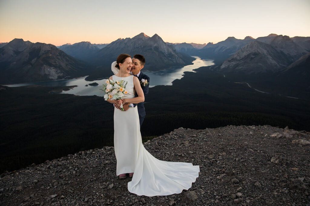 sunrise hiking elopement with a same sex couple in alberta